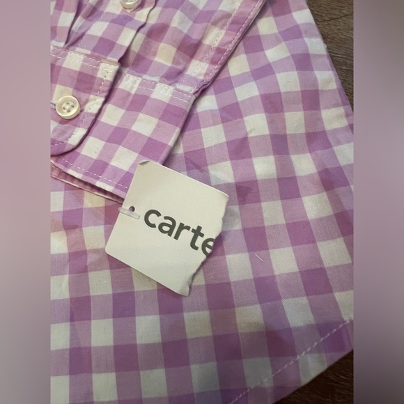 NWT Carters toddler purple and white plaid button down shirt size 2T - Picture 3 of 6